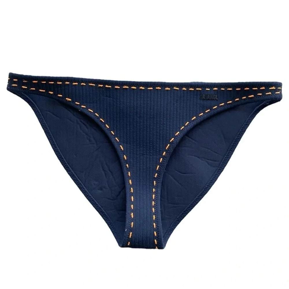 Triangl Swimwear Navy Orange Stitching Bikini Bottom Women’s Size Large NWT